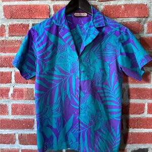 Purple and Teal Hawaiian Shirt